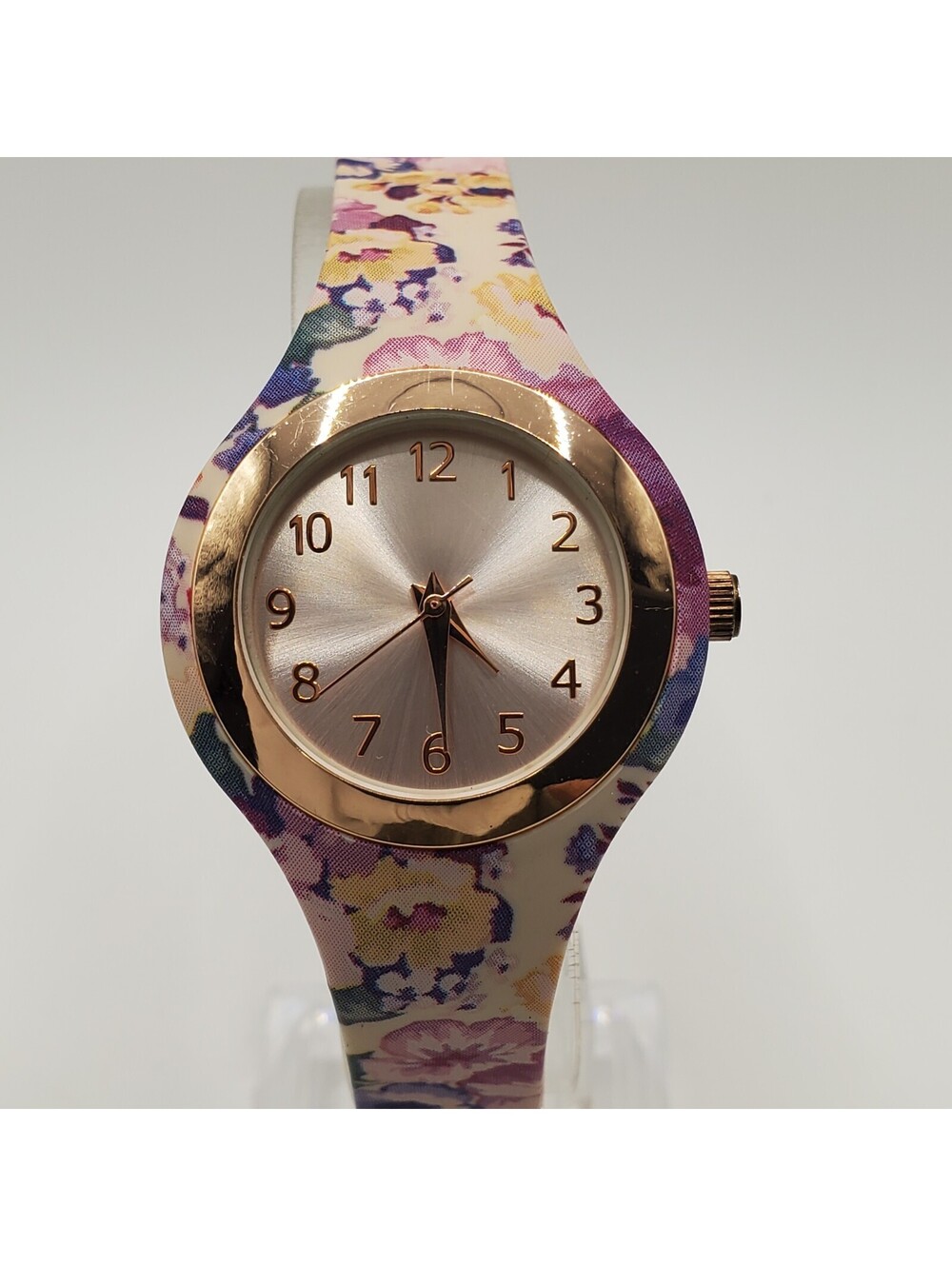 Quartz Flower Style Watch Womens 30mm Rose Gold Tone Bezel New Battery